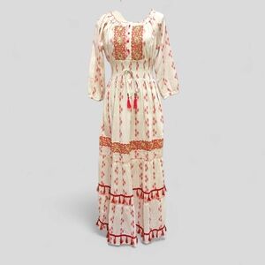 Bohemian Red and White Maxi Dress
